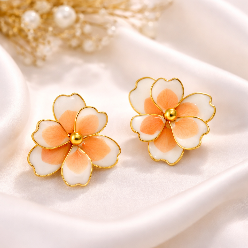Peach Petal Bloom Earrings
